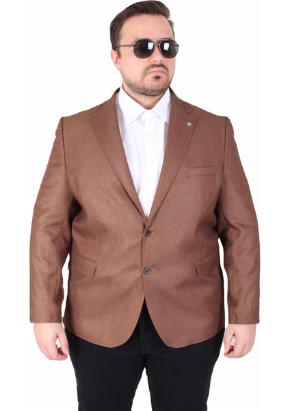 Mocgrande Erkek Büyük Beden 4 Drop Blazer Oskar Ceket 500607 Taba