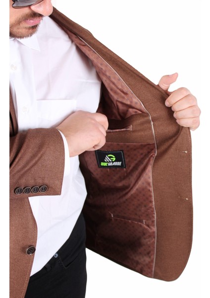 Mocgrande Erkek Büyük Beden 4 Drop Blazer Oskar Ceket 500607 Taba fırsatları