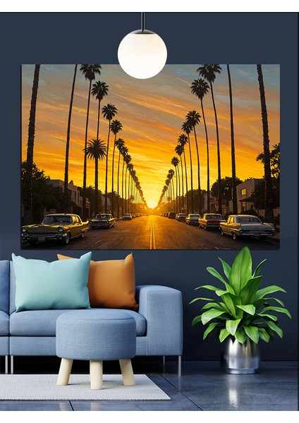 Sarı Işıklı Köprü Manzarası Dekoratif Kanvas - Mdf Ahşap Tablo fiyatları