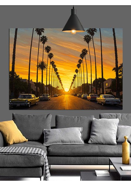 Sarı Işıklı Köprü Manzarası Dekoratif Kanvas - Mdf Ahşap Tablo fırsatları