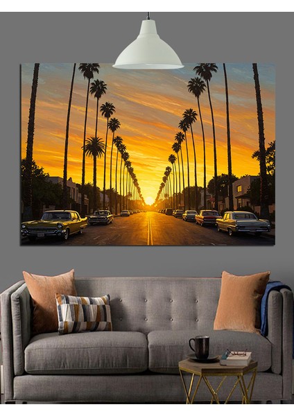 Sarı Işıklı Köprü Manzarası Dekoratif Kanvas - Mdf Ahşap Tablo indirimleri