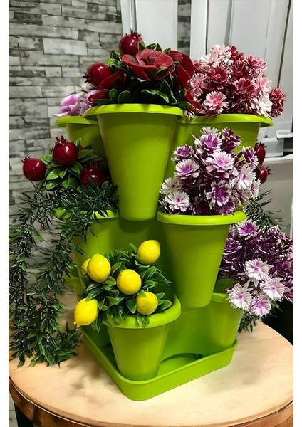 Katlı Şanslı Yonca Tasarımlı Dekoratif Saksı Seti, 26.5 x 26.5 Cm, Çiçek ve Bitki Sebze Yetiştirme, Bahçe Salon Mutfak Saksı Seti (Yeşil) fiyatları