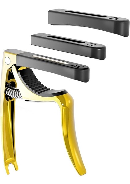 C3 Gitar Kapo, 4'ü 1 Arada Gitar Capo ve Köprü Pimi Çekici, Gitar Kaposu Için Akustik Gitar Elektro Gitar Klasik Gitar Bas Gitar Ukulele Banjo Mandolin, 3 Silikon Kafa, Gitar Aksesuarı, Altın