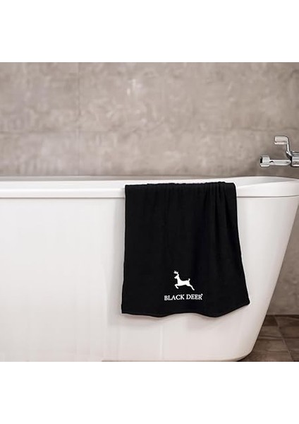 Deer Spor Fitness Havlusu Kondisyon Havlusu Koşu Yoga PILATES%100 Pamuk 90X50 cm Siyah fırsatları