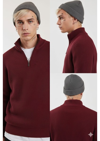 Unisex Dik Yaka Kaliteli Tarz Yeni Sezon Oversize Kazak