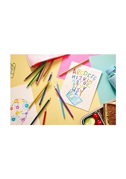 201540 - Çocuklar ve Yetişkinler Için Renkli Kalem Seti, 24 Parça, Üçgen, Kırılmaz, 4 Neon Renk ve 2 Kurşun Kalem Dahil modelleri