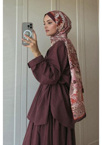 Ayşenur Koç'un Tercihi Royal Bordo Vela Floş Şal