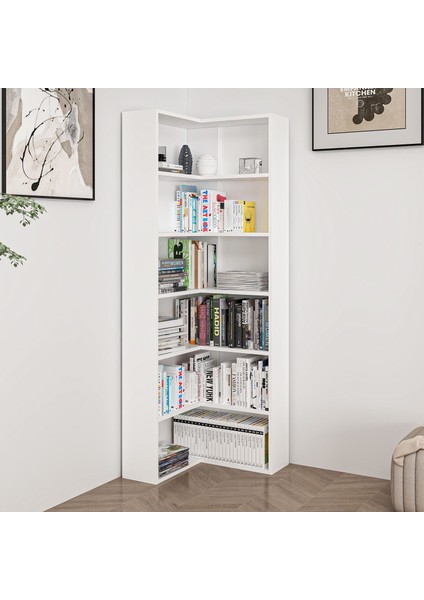 Adel 5 Raflı Köşe Kitaplık - Beyaz fiyatları