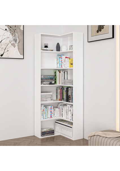Adel 5 Raflı Köşe Kitaplık - Beyaz modelleri