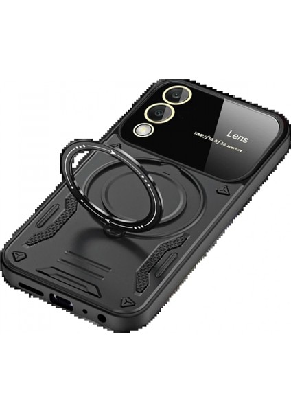 Samsung Galaxy S25 Edge Kılıf Joy Lens Standlı Kapak - Siyah modelleri