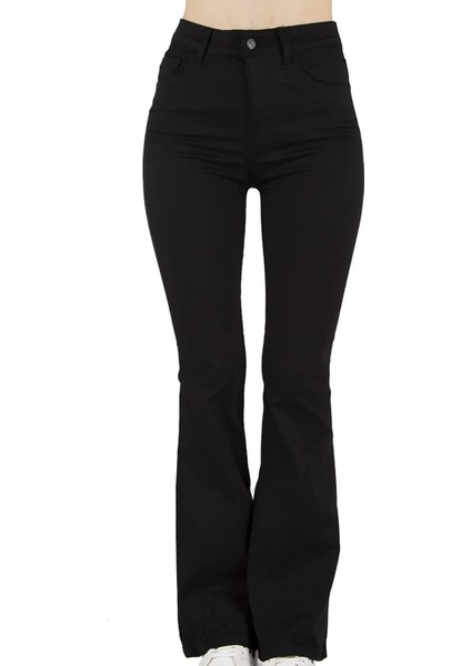 jean Kadın Siyah Yüksek Bel Ispanyolpantolon modelleri