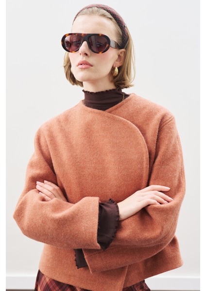 Yünlü Kısa Ceket Kiremit