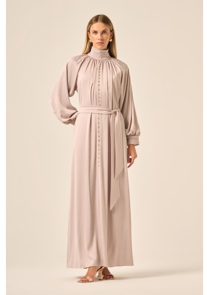 Kadin Ipek Saten Elbise Taş 31208