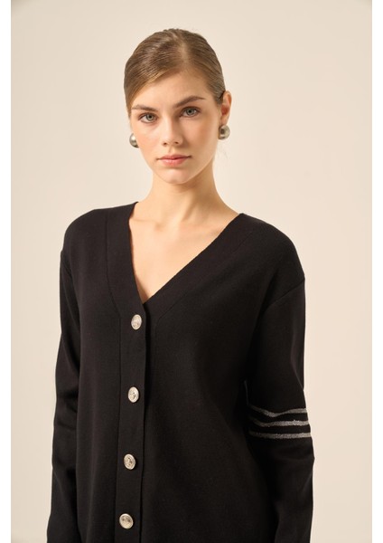 Kadın Sim Detay Hırka Siyah 25016 fiyatları