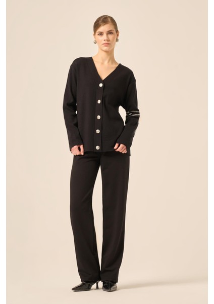 Kadın Sim Detay Hırka Siyah 25016 modelleri