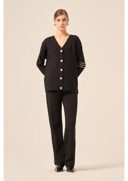 Kadın Sim Detay Hırka Siyah 25016 indirimleri