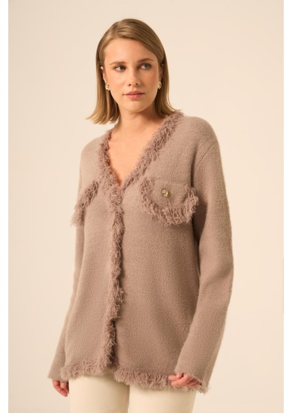 Püskül Detaylı Hırka Kahve 25198 fırsatları