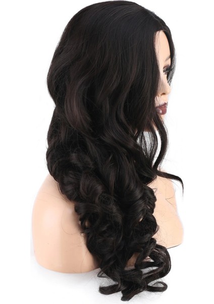 Dalgalı Perçemsiz Uzun Fiber Sentetik Peruk - Kestane modelleri