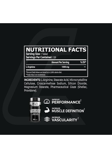 L-Arginine Nitric Oxide 1000 Mg 120 Tablet - By Kai Greene fiyatları