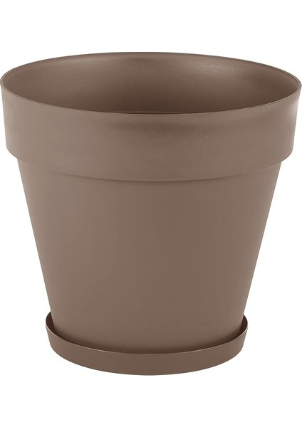 YS08 Yalı Saksı Drenaj Aparatlı Tabaklı Dekoratif Saksı 55CM, 76 Litre Mocha
