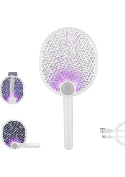 Sinek Öldürücü Raket - Yüksek Voltajlı Sinek, Haşere ve Böcek Öldürücü, Geniş Etki Alanı, Uv Işıklı Güçlü Sinek Öldürücü Raket, Ev Bahçe Kamp Için Kablosuz Elektrikli Sivrisinek Kovucu