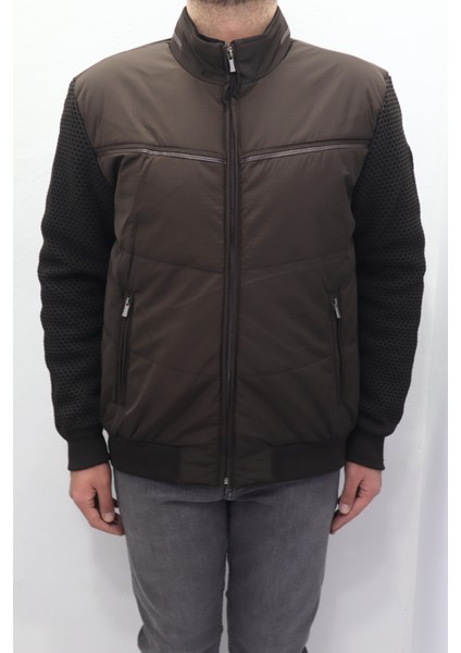 Fistan Store Erkek Hakim Yaka Spor Kesim Normal Kalıp Kolları Çelik Örgü Kışlık Mont