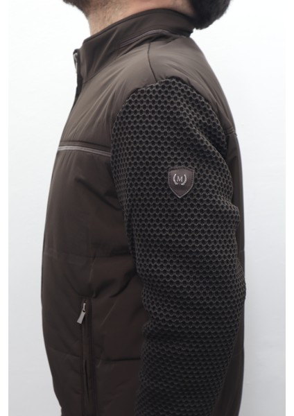 Fistan Store Erkek Hakim Yaka Spor Kesim Normal Kalıp Kolları Çelik Örgü Kışlık Mont modelleri