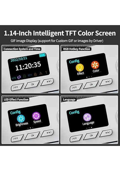 Ajazz AK35I V3 Kablosuz Mekanik Oyuncu Klavyesi-Gasket Gövde Yapısı Dinamik Rgb-Tft Ekranlı Siyah/avakado Switch fırsatları