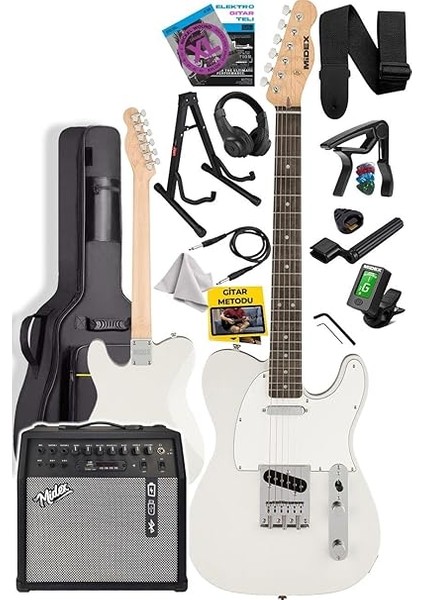 TLX-50WH-50AMP Tele Kasa Gül Klavye 2 Single-Coil 50W Amfili Elektro Gitar fiyatları