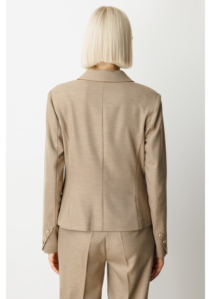 Kadın Omzu Vatkalı Kapak Cepli Ceket 5049 Gold fırsatları