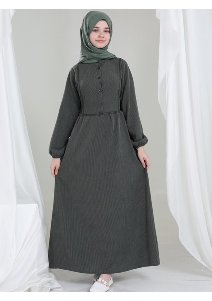 Melora Kız Çocuk Kadife Elbise Yeşil