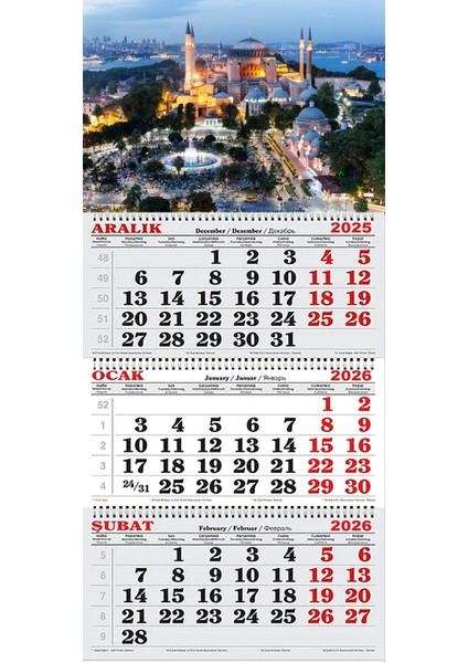 2026 Yılı Gemici Takvimi----Ayasofya Akşamüstü Saatleri