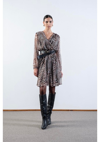 Deodato Kruvaze Yaka Kloş Kemerli Elbise Siyah fiyatları