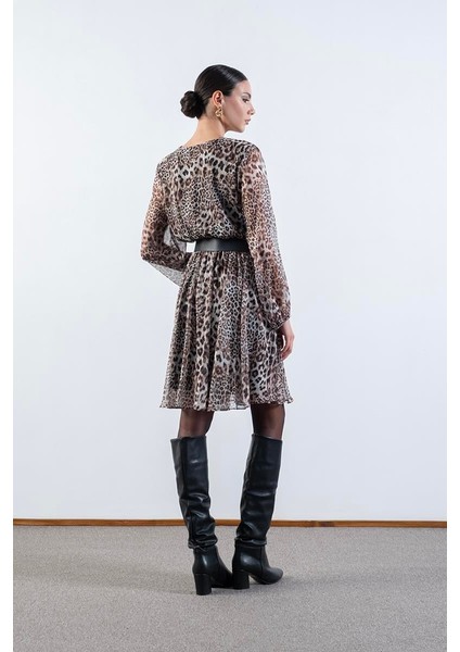 Deodato Kruvaze Yaka Kloş Kemerli Elbise Siyah fırsatları