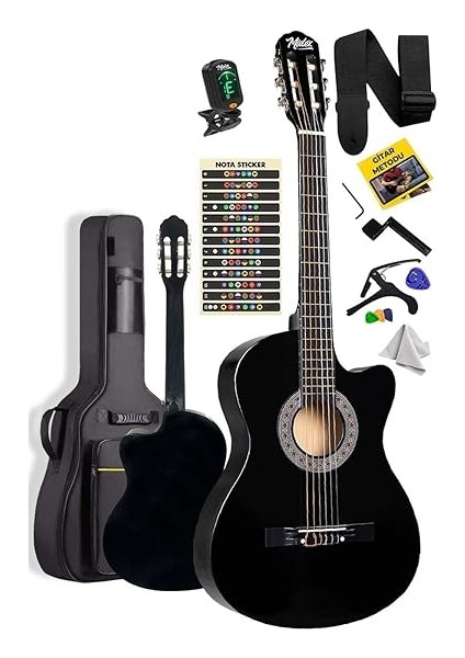 CG-395BK Siyah Klasik Gitar 4/4 Sap Ayarlı Kesik Kasa Full Set (Çanta Askı Tuner Metod Pena) fiyatları