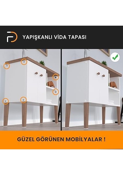 Vida Çivi Gizleyici Tapa 21MM x 50 Parça | Çivi ve Vida Deliği Için Gizleyici Sticker | Kendinden Yapışkanlı Vida Tapası (Beyaz) modelleri