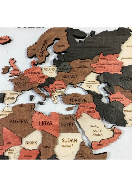 Sahra Ahşap Dünya Haritası modelleri
