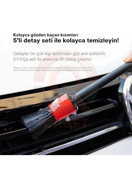 5 Parça Araç Içi Temizlik Fırça Seti ve Yeşil Araç Havalandırma Temizleme Fırçası Hediyeli Detaylı Otomobil Iç Temizlik Kiti fiyatları
