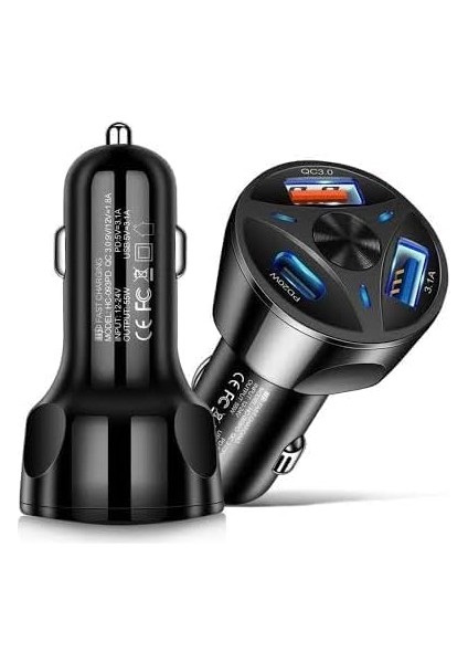 - Araç Şarj Cihazı Oto Çakmaklık, 55W Telefon Şarj Cihazı 3 Girişli Çakmaklık Adaptör CR10 3.1A 20W