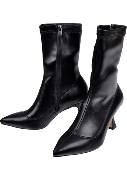 Streç Ince Topuklu Kadın Bot PL-396 Siyah fırsatları