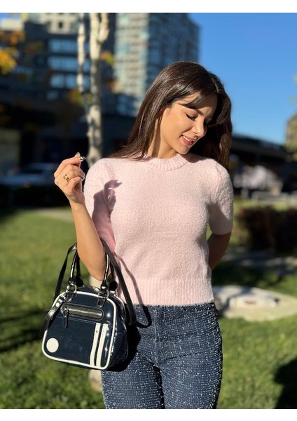 Bisiklet Yaka Kısa Kollu Yumoş Kazak