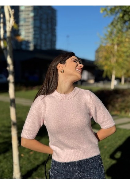 Bisiklet Yaka Kısa Kollu Yumoş Kazak fiyatları