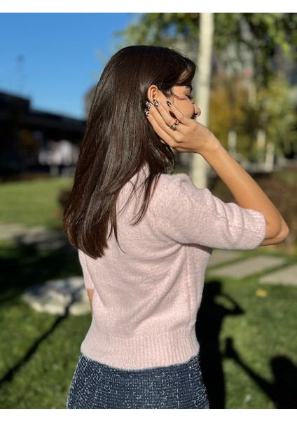 Bisiklet Yaka Kısa Kollu Yumoş Kazak fırsatları