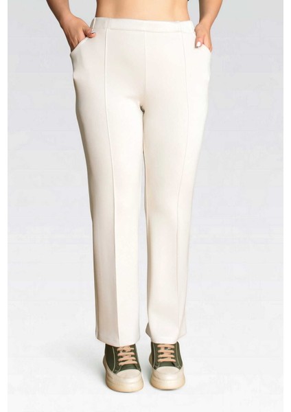 Tolga Saraçoğlu Kadın Yumuşak Tuşeli Modal Kumaş Örme Pantolon 30307 Ekru fiyatları
