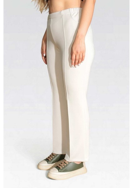 Tolga Saraçoğlu Kadın Yumuşak Tuşeli Modal Kumaş Örme Pantolon 30307 Ekru modelleri