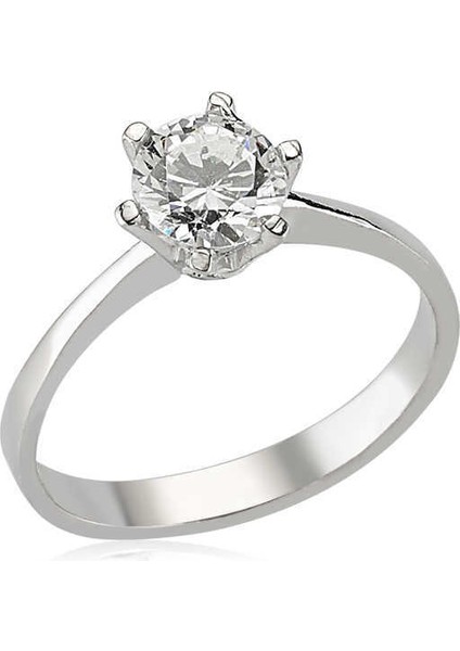 Gümüş Tek Taş Bayan Yüzük - 14