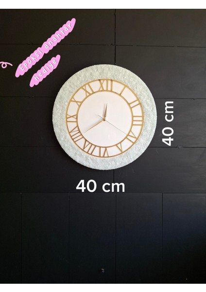 Duvar Saati - 40 cm - Modern Dekoratif Duvar Saati - Epoksi Duvar Saati - El Yapımı Duvar Saati - Beyaz ve Gold Şık Tasarım fiyatları