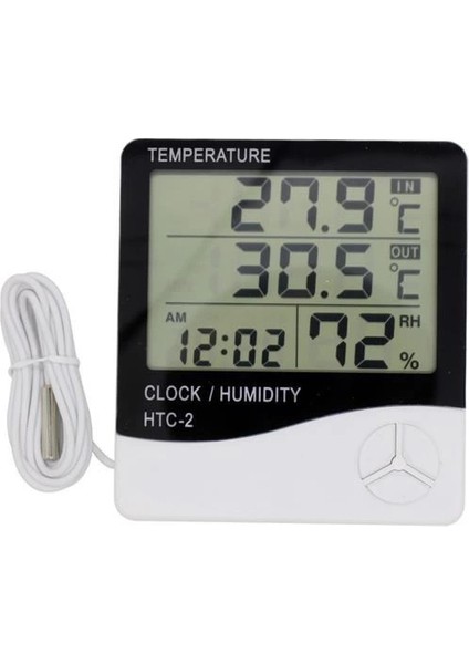 Iç ve Dış Ortam Sıcaklığını Ölçebilen LCD Ekran Saat Göstergeli Alarmlı Nem Ölçer Termometre indirimleri