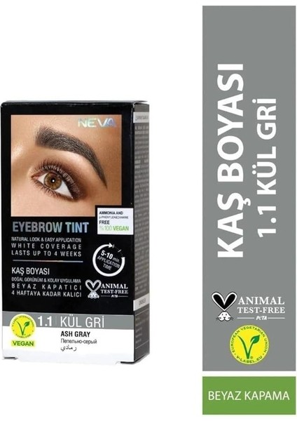 Eyebrow Tint Vegan Kaş Boyası Seti 1.1 Kül Gri