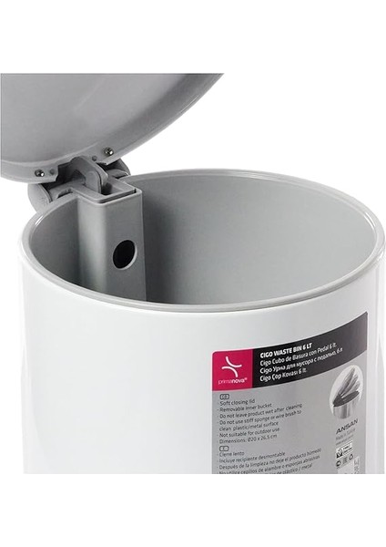 Cigo Çöp Kovası Pedallı 6 Lt Beyaz Içi Gri indirimleri
